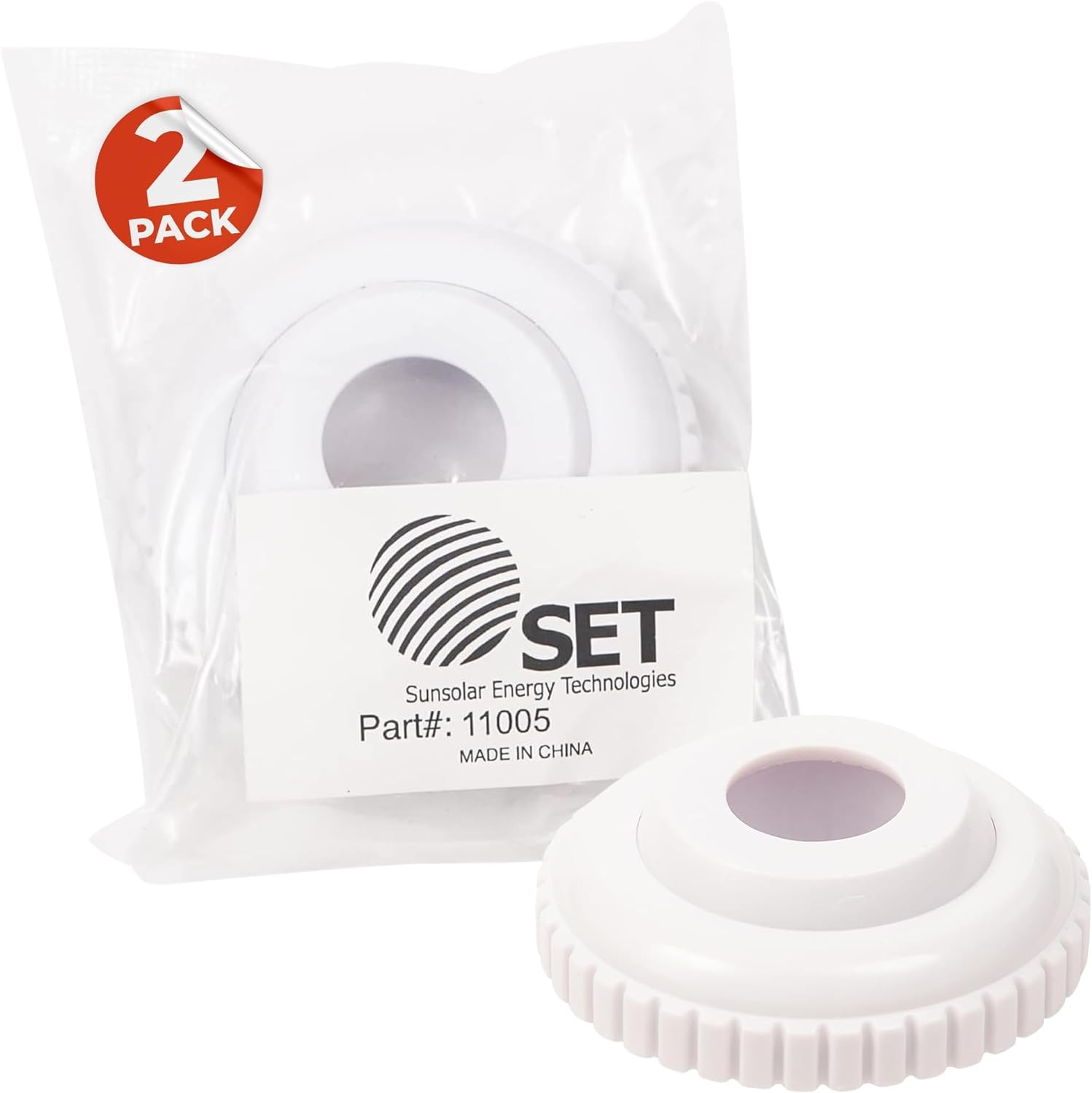 SunSolar Swimming Pool Return Jet - Replacement - Directional Eyeball Ring with 3/4-Inch Opening - Connects with 1.5-Inch Female Thread Ring - Pool Accessories for Cleaning - White (2-Pack)