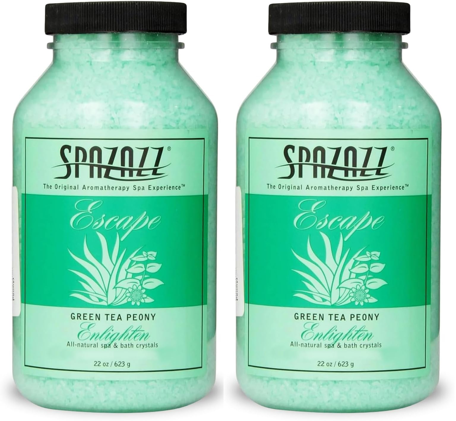 Spazazz Aromatherapy Spa and Bath Crystals - Green Tea Peony 22oz (2 Pack)