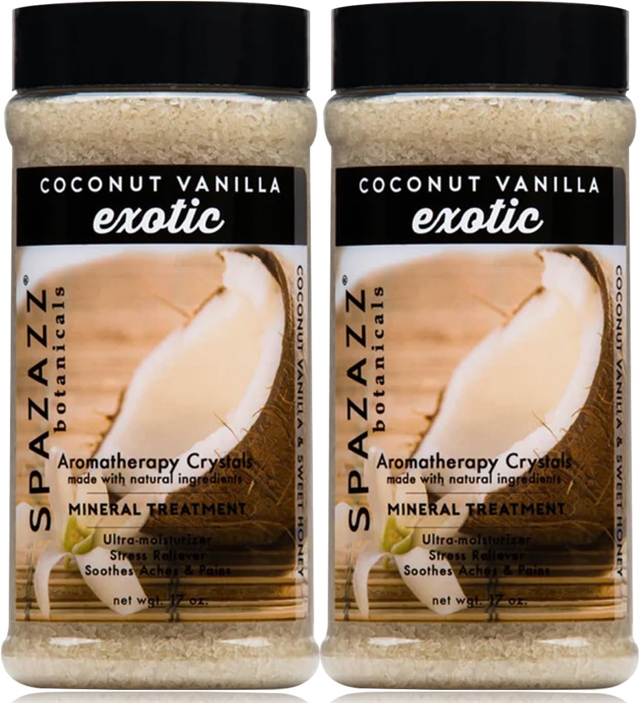 Spazazz Aromatherapy Spa and Bath Crystals - Coconut Vanilla 17oz (2 Pack)