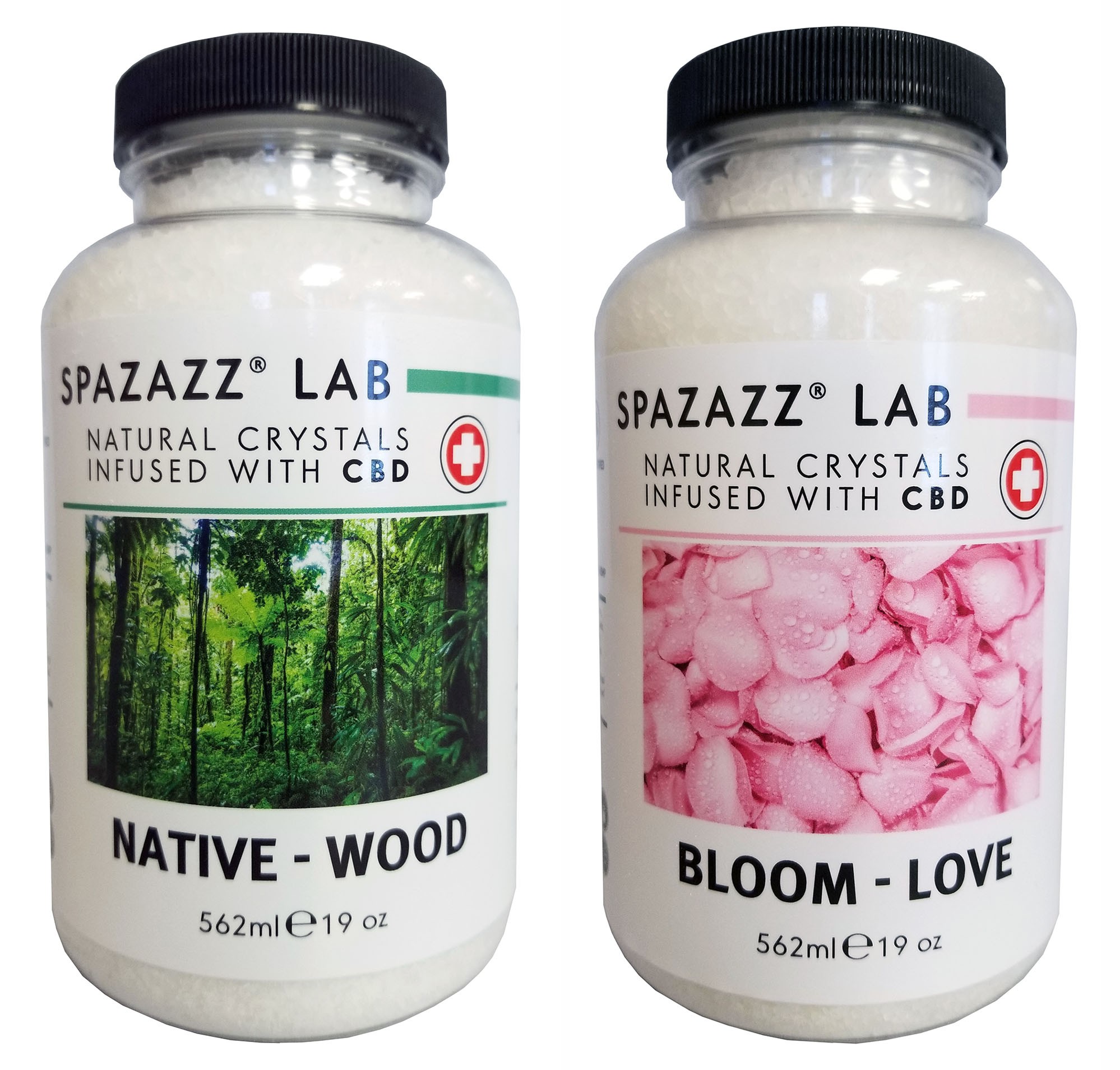 Spazazz Aromatherapy Spa and Bath Crystals Infused with CBD - Love/Wood 19oz