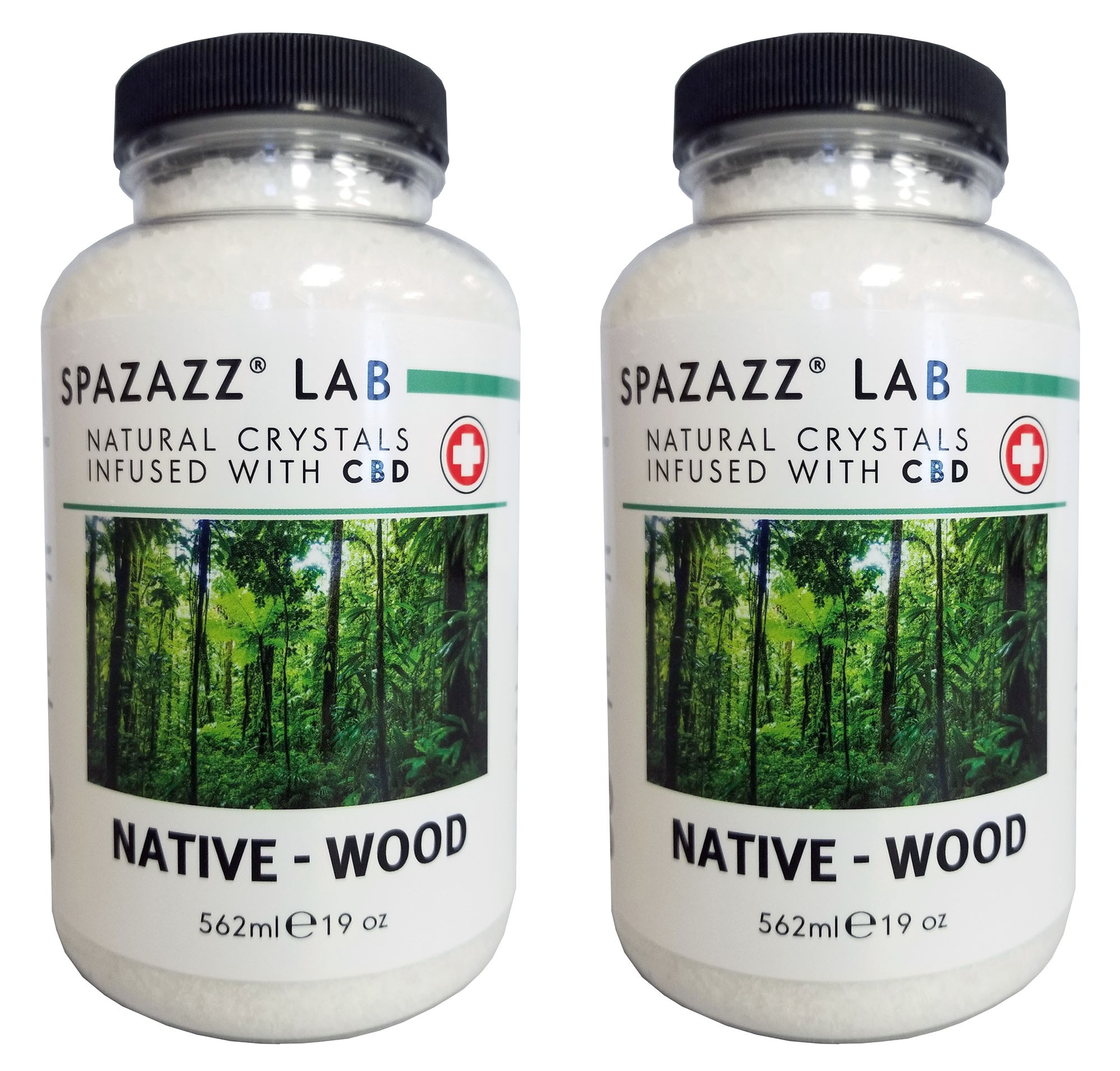 Spazazz Aromatherapy Spa & Bath Crystals Infused with CBD - Native Wood 19oz 2PK