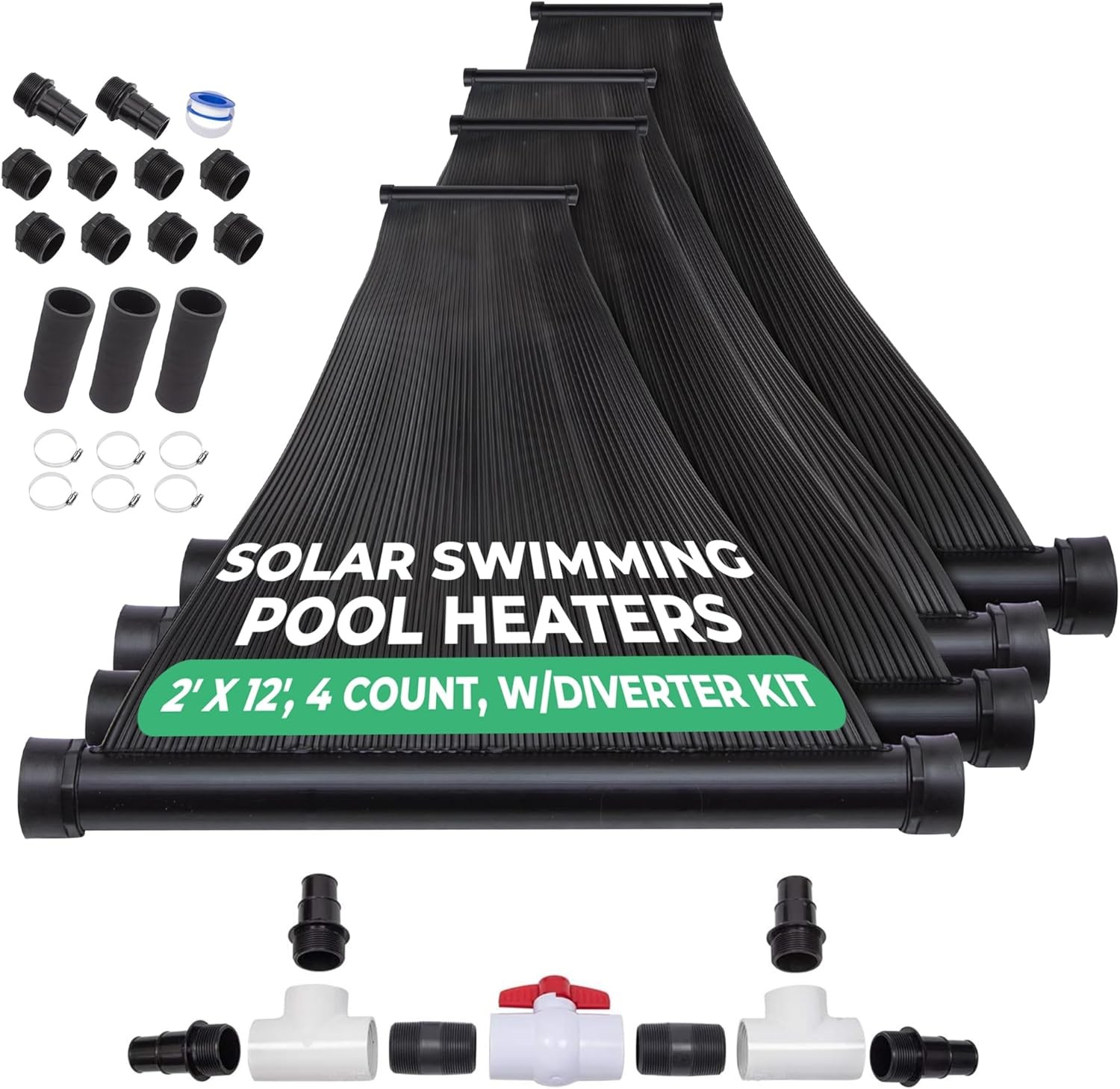 4-2'X12' SunQuest Solar Swimming Pool Heater System with Diverter Kit