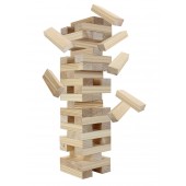 Block Out Wood Stacking, Collapsing Game w/ Bag